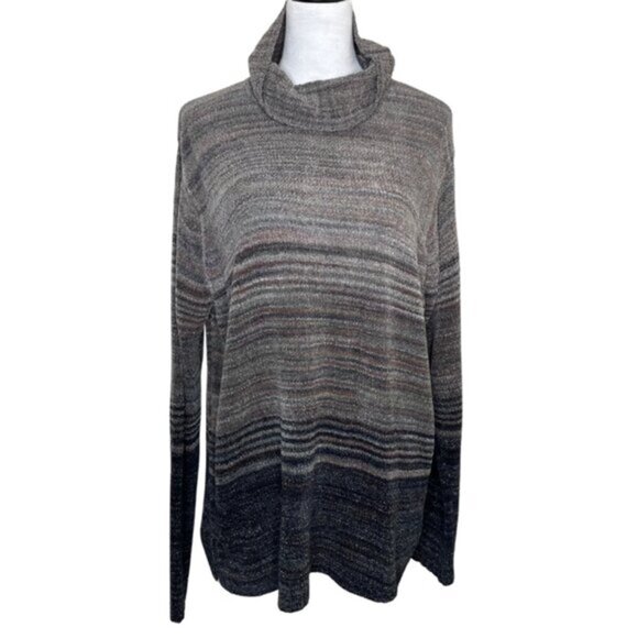 White Stag Women's Block Long Sleeve Turtle Neck Chenille Modest Sweater Sz XL - Picture 1 of 9